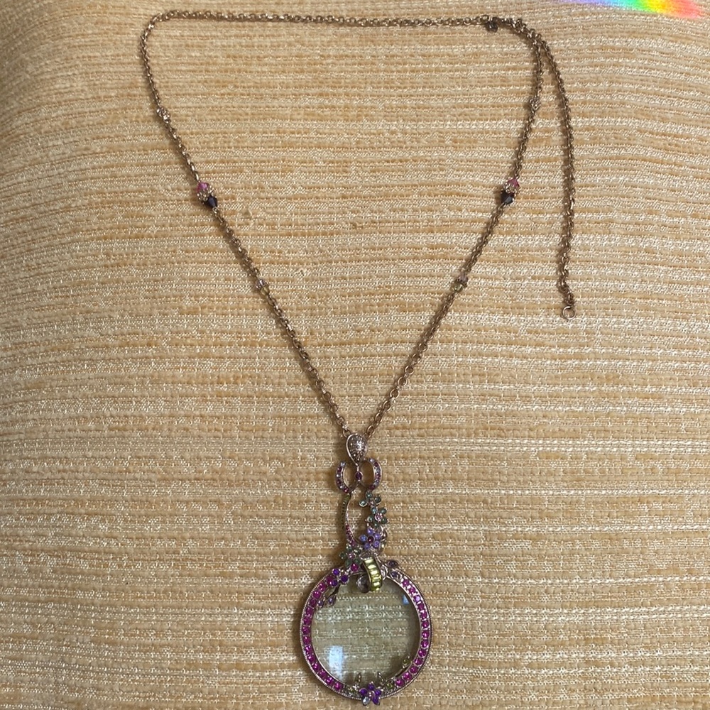 HSN Colleen Lopez Lorgnette magnifying glass necklace w/ extra long chain